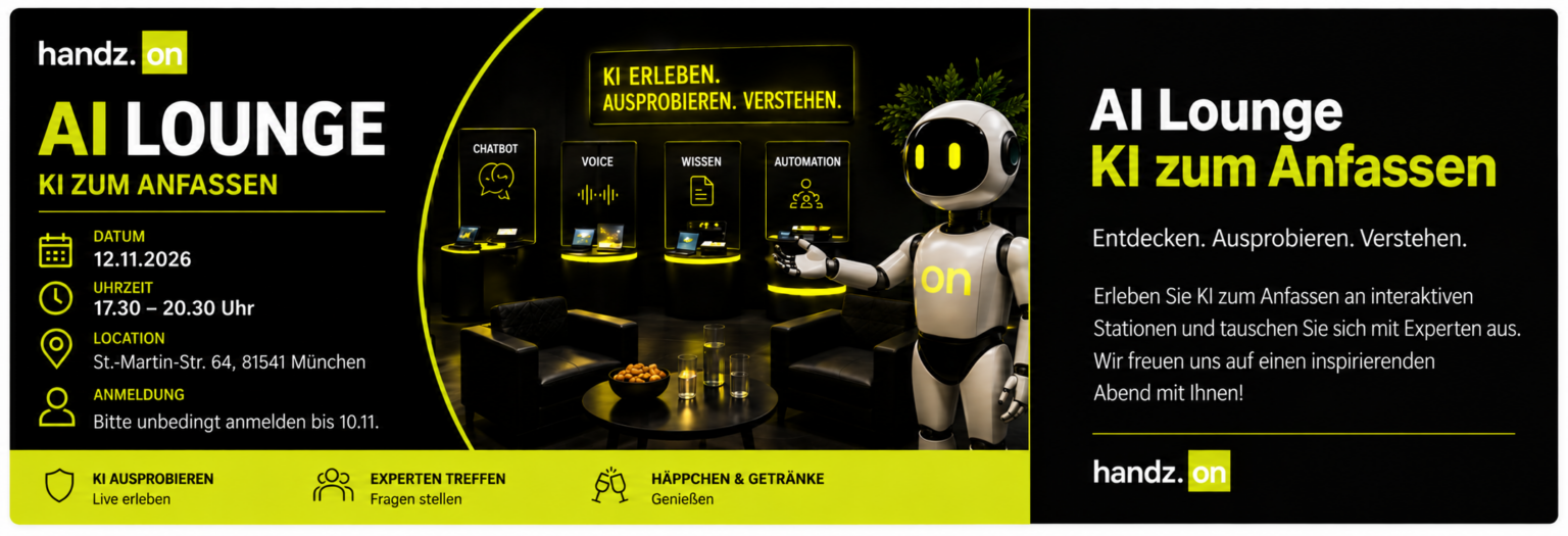 AI Lounge – KI zum Anfassen: Donnerstag, 12.11.2026, 17.30 bis 20.30 Uhr, St.-Martin-Str. 64, 81541 München. Bitte unbedingt anmelden bis 10.11.