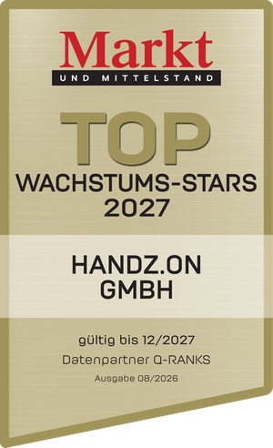 Siegel: TOP Wachstums-Stars 2027 – handz.on GmbH (Markt und Mittelstand)